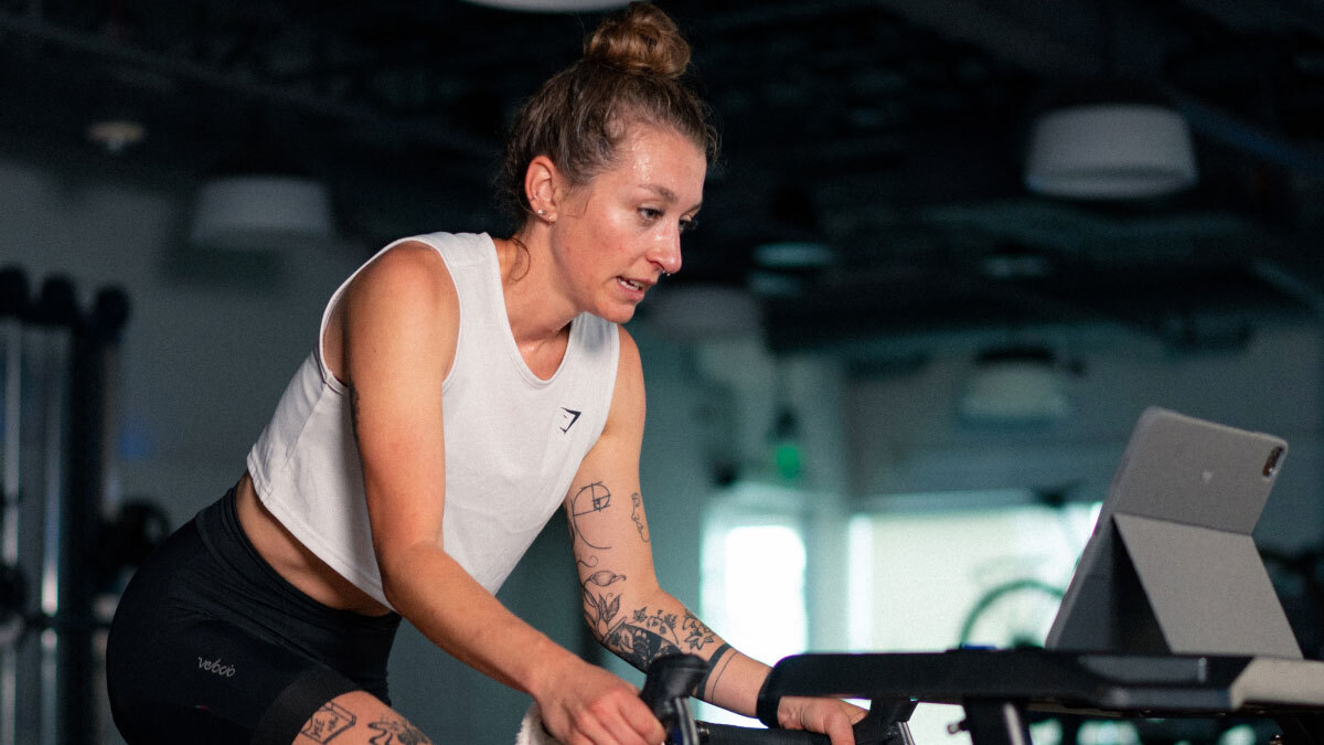 Female Cyclist Completing A Planned Indoor Cycling Workout Using Trainingpeaks Virtual
