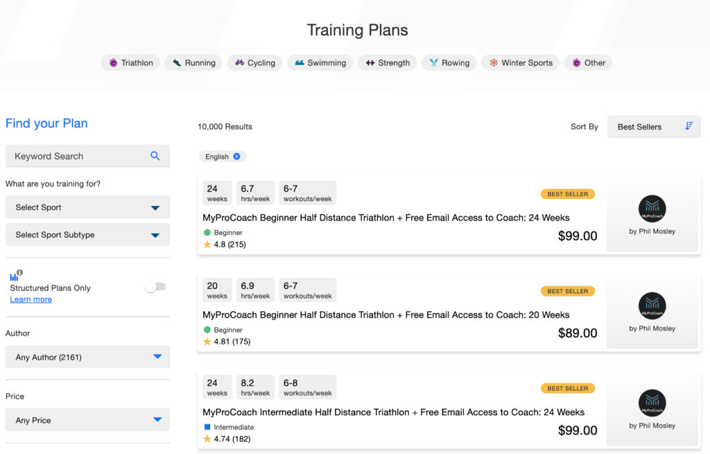 Selling Plans in TrainingPeaks 