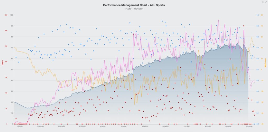 example PMC chart showing consistently rising fitness numbers