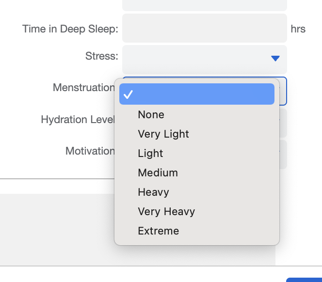 Metrics Panel Trainingpeaks Menstruation Options