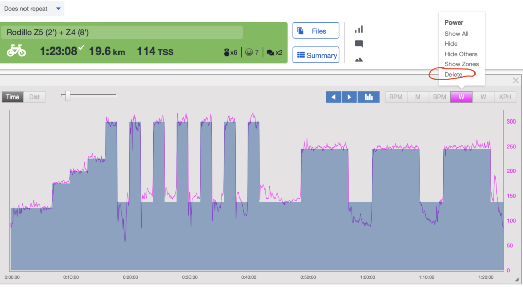 Delete Watts Channel in TrainingPeaks