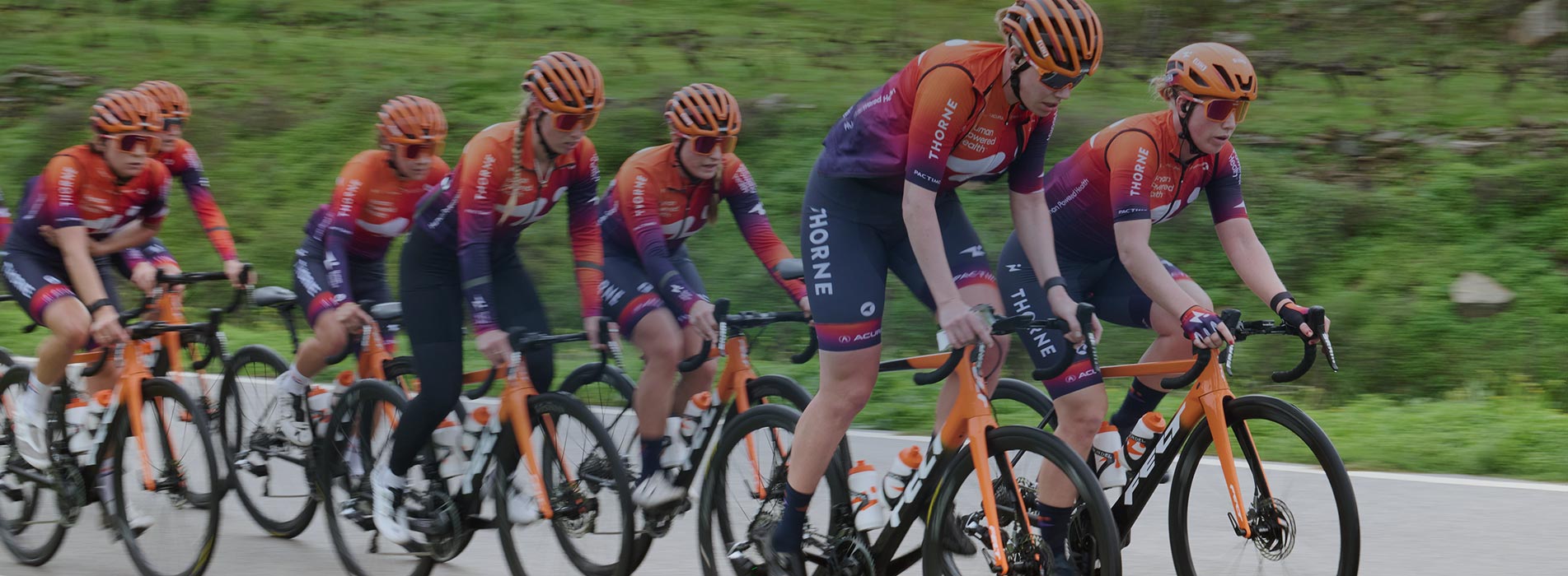 Team Of Female Cyclists Training Together