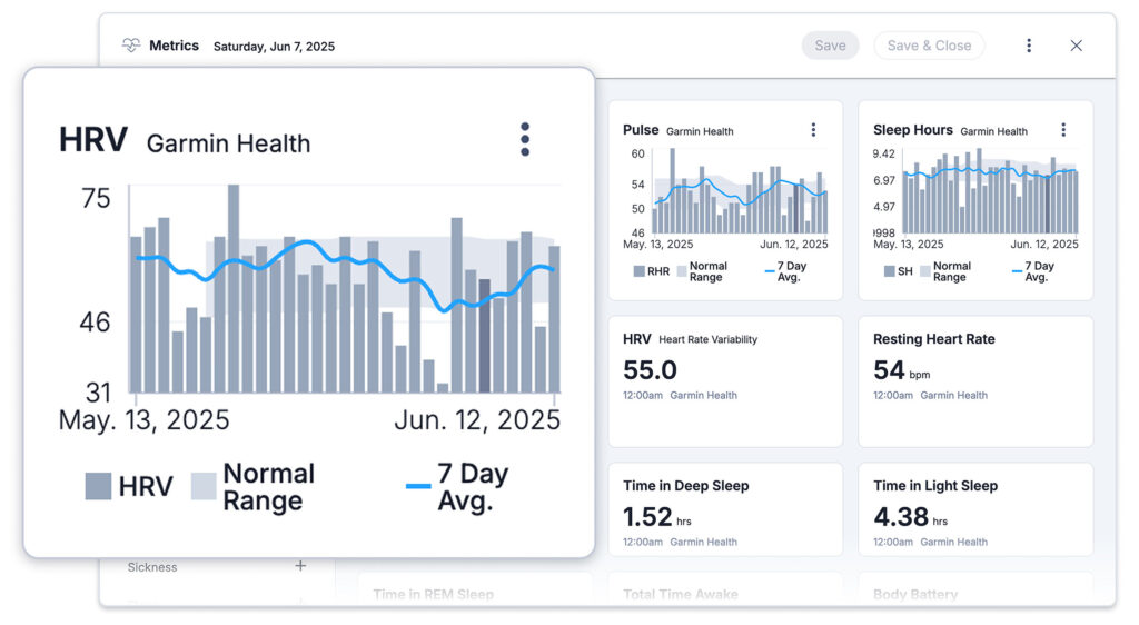 HRV Health Metrics TrainingPeaks