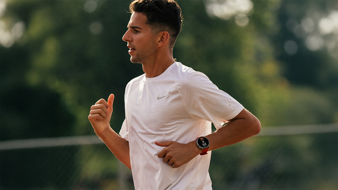Amazfit And Trainingpeaks Male Athlete Running With Amazfit Watch