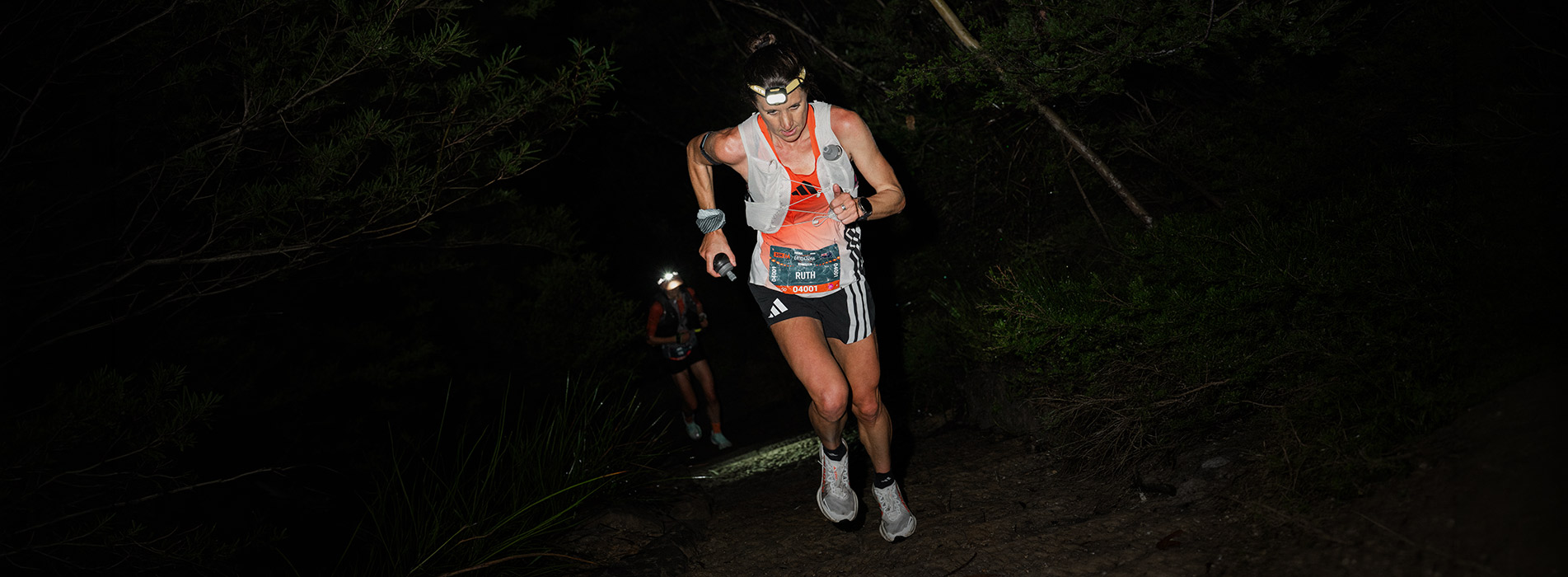 Ruth Croft And Trainingpeaks Photo By Phillip Sage Female Trail Runner Climbing Hill In The Dark During Utmb Race Photo By Phillip Sage