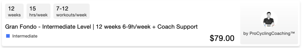 ProCyclingCoach Intermediate 12 Week Gran Fondo