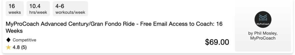 MyProCoach Advanced Century/Gran Fondo Ride