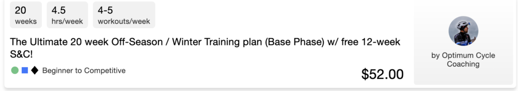20 week off season base plan