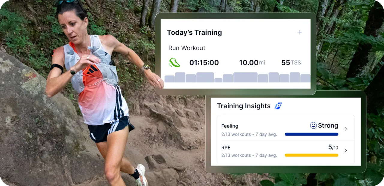 Athlete Running With Trending Training Metrics Interface Athlete Running With Trending Training Metrics Interface