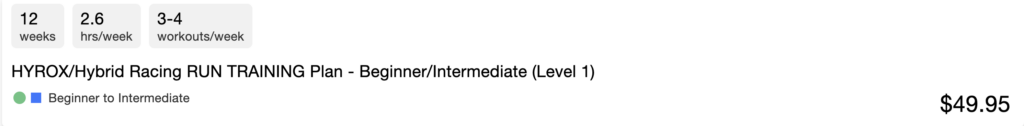 Hyrox Level 1 Training Plan Button